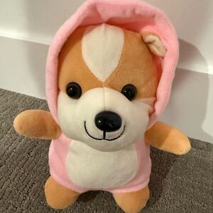 Fun Express Corgi Dog in Pink Unicorn Hoodie Plush Toy 8"